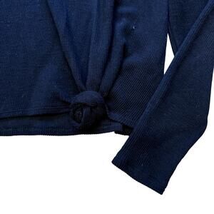 Madewell Texture & Thread Ribbed Knit Top w/ Front Knot Black Size Small